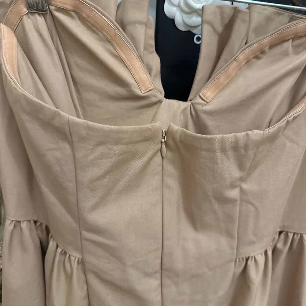 ASOS Design structured frill bust midi dress in stone - Picture 12 of 15